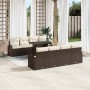 Conjunto de sofá de jardín 9 pcs Marrón Rattan de Poliéster en Sofás de exterior | Comprar online en Foru.es