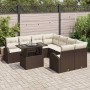 Conjunto de sofá de jardín 9 pcs Marrón Rattan de Poliéster en Sofás de exterior | Comprar online en Foru.es