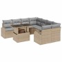 Conjunto de sofá de jardín 9 pcs Beige Rattan de Poliéster en Sofás de exterior | Comprar online en Foru.es