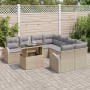Conjunto de sofá de jardín 9 pcs Beige Rattan de Poliéster en Sofás de exterior | Comprar online en Foru.es