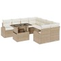 Conjunto de sofá de jardín 9 pcs Beige Rattan de Poliéster en Sofás de exterior | Comprar online en Foru.es