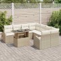 Conjunto de sofá de jardín 9 pcs Beige Rattan de Poliéster en Sofás de exterior | Comprar online en Foru.es