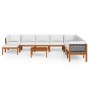 Conjunto de jardín de 9 piezas con cojines, madera color crema, acacia y cuerda en Conjuntos de jardín | Comprar online en Foru.