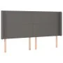 Cabecero con orejas de cuero sintético gris 203x16x118/128 cm de vidaXL, Cabeceros y pies de cama - Ref: Foro24-3119412, Prec...