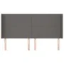 Cabecero con orejas de cuero sintético gris 203x16x118/128 cm de vidaXL, Cabeceros y pies de cama - Ref: Foro24-3119412, Prec...