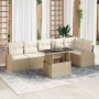 Conjunto de sofá de jardín con cojín 7 pcs Beige Poliratán en Sofás de exterior | Comprar online en Foru.es