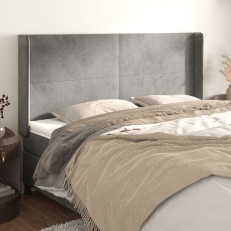 Cabecero con orejas de terciopelo gris claro 163x16x118/128 cm de vidaXL, Cabeceros y pies de cama - Ref: Foro24-3119354, Pre...