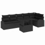 Conjunto de sofá de jardín con cojín 7 pcs Negro Poliratán en Sofás de exterior | Comprar online en Foru.es