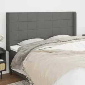 Headboard with dark gray fabric ears 163x16x118/128 cm by vidaXL, Headboards and footboards - Ref: Foro24-3119587, Price: 149...