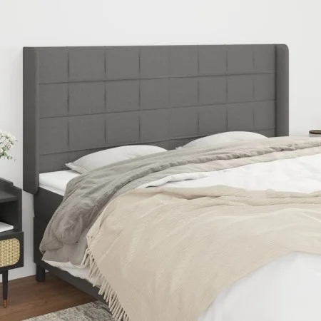 Headboard with dark gray fabric ears 163x16x118/128 cm by vidaXL, Headboards and footboards - Ref: Foro24-3119587, Price: 149...