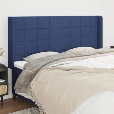 Headboard with blue fabric ears 183x16x118/128 cm by vidaXL, Headboards and footboards - Ref: Foro24-3119600, Price: 115,26 €...