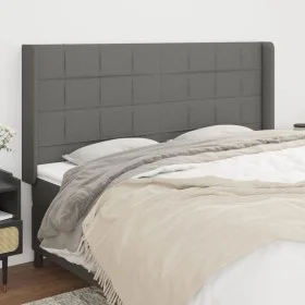 Headboard with dark gray fabric ears 183x16x118/128 cm by vidaXL, Headboards and footboards - Ref: Foro24-3119595, Price: 132...