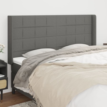 Cabecero con orejas de tela gris oscuro 183x16x118/128 cm de vidaXL, Cabeceros y pies de cama - Ref: Foro24-3119595, Precio: ...