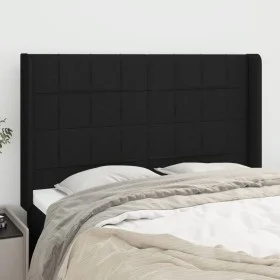 Cabecero con orejas de tela negro 147x16x118/128 cm de vidaXL, Cabeceros y pies de cama - Ref: Foro24-3119580, Precio: 132,57...