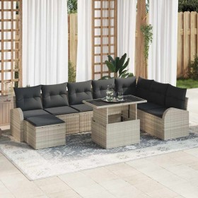 Conjunto de sofá de jardín 9 pcs Gris Claro Poliratán en Sofás de exterior | Comprar online en Foru.es
