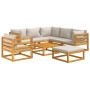 Set muebles de jardín 8 pzas madera maciza y cojines gris claro de vidaXL, Conjuntos de jardín - Ref: Foro24-3155290, Precio:...