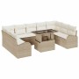 Conjunto de sofá de jardín con cojín 10 pcs Beige Poliratán en Sofás de exterior | Comprar online en Foru.es