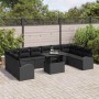 Conjunto de sofá de jardín con cojín 11 pcs Negro Poliratán en Sofás de exterior | Comprar online en Foru.es