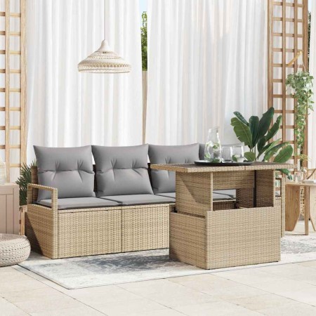 Conjunto de sofá de jardín 5 pcs Beige Poliratán en Sofás de exterior | Comprar online en Foru.es