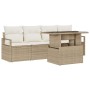 Conjunto de sofá de jardín 5 pcs Beige Poliratán en Sofás de exterior | Comprar online en Foru.es