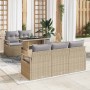 Conjunto de sofá de jardín con cojín 6 pcs Beige Poliratán en Sofás de exterior | Comprar online en Foru.es