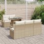 Conjunto de sofá de jardín con cojín 6 pcs Beige Poliratán en Sofás de exterior | Comprar online en Foru.es