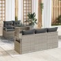 Conjunto de sofá de jardín con cojín 6 pcs Gris Claro Poliratán en Sofás de exterior | Comprar online en Foru.es