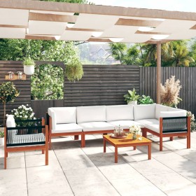 Conjunto de jardín 7 piezas con cojines color crema 63x63 cm en Conjuntos de jardín | Comprar online en Foru.es