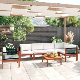 Conjunto de jardín 7 piezas con cojines color crema 63x63 cm en Conjuntos de jardín | Comprar online en Foru.es