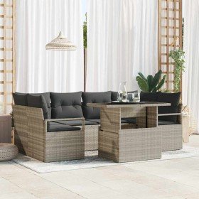 Conjunto de sofá de jardín 7 pcs Gris Claro Poliratán en Sofás de exterior | Comprar online en Foru.es
