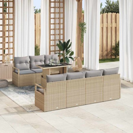 Conjunto de sofá de jardín con cojín 8 pcs Beige Poliratán en Sofás de exterior | Comprar online en Foru.es