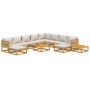 Set muebles jardín 12 pzas madera maciza y cojines gris claro de vidaXL, Conjuntos de jardín - Ref: Foro24-3155295, Precio: 1...