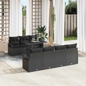Conjunto de sofá de jardín con cojín 8 pcs Negro Poliratán en Sofás de exterior | Comprar online en Foru.es