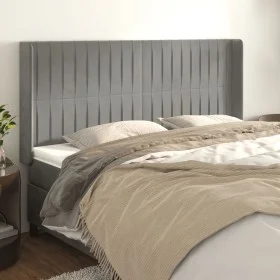 Cabecero con orejas de terciopelo gris claro 183x16x118/128 cm de vidaXL, Cabeceros y pies de cama - Ref: Foro24-3119878, Pre...