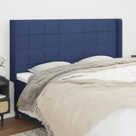Headboard with blue fabric ears 203x16x118/128 cm by vidaXL, Headboards and footboards - Ref: Foro24-3119608, Price: 129,48 €...