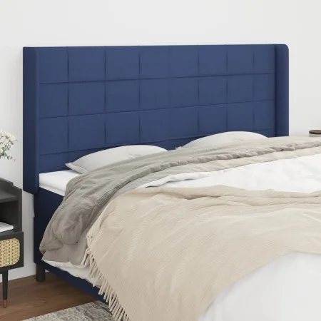 Headboard with blue fabric ears 203x16x118/128 cm by vidaXL, Headboards and footboards - Ref: Foro24-3119608, Price: 129,48 €...
