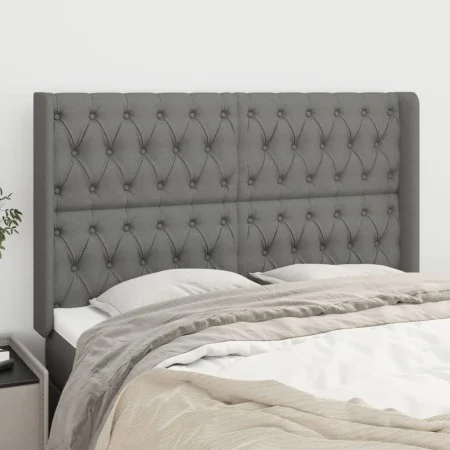 Headboard with dark gray fabric ears 163x16x118/128 cm by vidaXL, Headboards and footboards - Ref: Foro24-3119923, Price: 144...