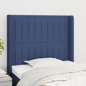 Cabecero con orejas de tela azul 93x16x118/128 cm de vidaXL, Cabeceros y pies de cama - Ref: Foro24-3119806, Precio: 70,13 €,...