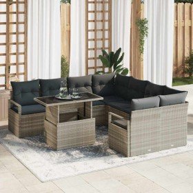 Conjunto de sofá de jardín 9 pcs Gris Claro Poliratán en Sofás de exterior | Comprar online en Foru.es