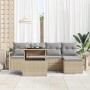 Conjunto de sofá de jardín 6 pcs Beige Poliratán en Sofás de exterior | Comprar online en Foru.es