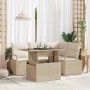 Conjunto de sofá de jardín 5 pcs Beige Poliratán en Sofás de exterior | Comprar online en Foru.es