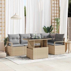 Conjunto de sofá de jardín 6 pcs Beige Poliratán en Sofás de exterior | Comprar online en Foru.es