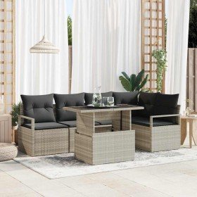 Conjunto de sofá de jardín 6 pcs Gris Claro Poliratán en Sofás de exterior | Comprar online en Foru.es
