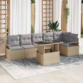 Conjunto de sofá de jardín 7 pcs Beige Poliratán en Sofás de exterior | Comprar online en Foru.es