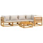 Set muebles de jardín 6 pzas madera maciza y cojines gris claro de vidaXL, Conjuntos de jardín - Ref: Foro24-3155301, Precio:...