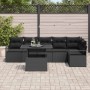 Conjunto de sofá de jardín con cojín 7 pcs Negro Poliratán en Sofás de exterior | Comprar online en Foru.es