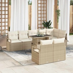 Conjunto de sofá de jardín 9 pcs Beige Poliratán en Sofás de exterior | Comprar online en Foru.es