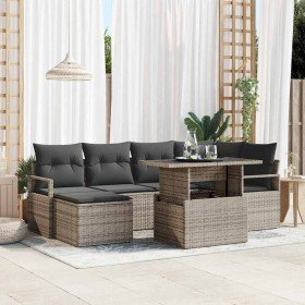 Conjunto de sofá de jardín 7 pcs Gris Poliratán en Sofás de exterior | Comprar online en Foru.es