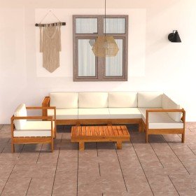 Conjunto de jardín 7 piezas con cojines 100x60 cm madera de acacia en Conjuntos de jardín | Comprar online en Foru.es