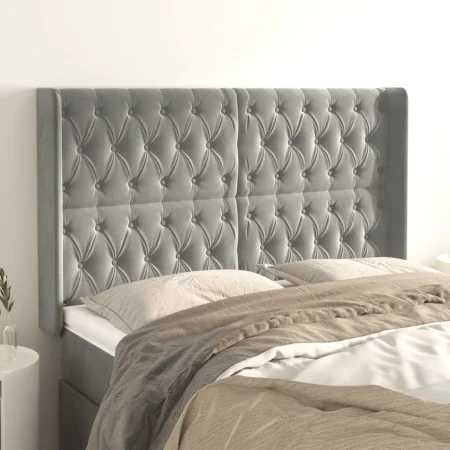 Kopfteil mit hellgrauen Samtohren 147x16x118/128 cm von vidaXL, Kopf- und Fußteile - Ref: Foro24-3119964, Preis: 143,02 €, Ra...